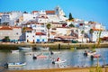 Scenic view of fishing boats in Ferragudo, Portugal Royalty Free Stock Photo