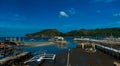 Scenic view of fishing boats near the beach Royalty Free Stock Photo