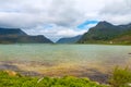 Scenic view of fjord, mountains, Norway, Lofoten Royalty Free Stock Photo