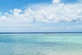 Scenic view of fluffy white clouds over sandy Tumon Beach, Guam, USA Royalty Free Stock Photo