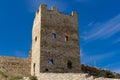 Scenic view of fortification walls of medieval Genoese fortress on Black Sea coast in the southern part of Feodosia city Royalty Free Stock Photo