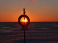 Frozen baltic sea during sunset in Finland. Royalty Free Stock Photo