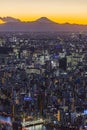 Fuji mountain and Tokyo cityscape from Tokyo Skytree Observatory Deck at Sunset, Tokyo, Japan Royalty Free Stock Photo