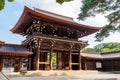 Scenic view at the Gateway in Meji Jingu or Meji Shrine area in Tokyo. Royalty Free Stock Photo