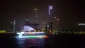 Scenic view of glowing boats on Zhujiang river, Guangzhou