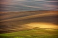 Scenic view of the golden rolling hills of Moravian Tuscany in the Czech Republic