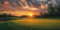 Sunset Over Golf Course Royalty Free Stock Photo
