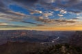 Scenic view of the Grand Canyon and the Colorado River from the Desert View viewpoint, in the Grand Canyon National Park, at sunri Royalty Free Stock Photo