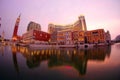 Scenic view of the grand exterior of the Venetian Macao in evening twilight