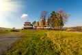 Scenic view of Greek Catholic wooden church of St. Dmytro, UNESCO, Matkiv, Ukraine Royalty Free Stock Photo