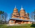 Scenic view of Greek Catholic wooden church of St. Dmytro, UNESCO, Matkiv, Ukraine Royalty Free Stock Photo