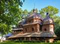 Scenic view of Greek Catholic wooden Mother of God church, UNESCO, Chotyniec, Poland Royalty Free Stock Photo