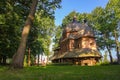 Scenic view of Greek Catholic wooden Mother of God church, UNESCO, Chotyniec, Poland Royalty Free Stock Photo