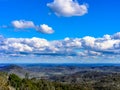 Scenic view with green hills and blue sky with white fluffy clouds 3. Royalty Free Stock Photo