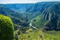 Scenic view of a green mountain range seen from Sublime Point in Lozere, France Royalty Free Stock Photo