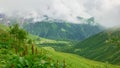 Scenic view of green mountains background