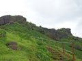 Scenic view of greenery landscape and hills and blue sky