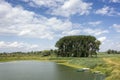 Scenic view on the Groenlanden and the Oude Waal in the Ooijpolder, near Nijmegen, the Netherlands. Royalty Free Stock Photo