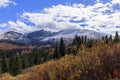 Scenic view of Guanella mountain pass with a forest landscape in cloudy sky background in Colorado Royalty Free Stock Photo