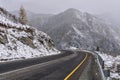 Road mountains snow hairpin curve Royalty Free Stock Photo