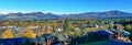 Scenic view of Hanmer Springs town and surrounding hills in Canterbury