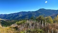 Scenic view of Hanmer Springs town and surrounding hills in Canterbury