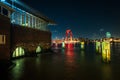 Scenic view of highrise buildings and the city skyline with lights at night Royalty Free Stock Photo