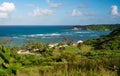 Scenic view from a hill overlooking the idyllic tropical coastline of Barbados. Royalty Free Stock Photo