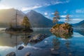 Scenic view of Hintersee lake at autumn morning