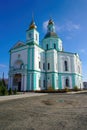 Scenic view of histirical Pokrovsky Cathedral - Cathedral of Theotokos - in Okhtyrka, Ukraine