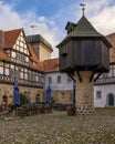 Scenic view of the historic Adelshof in Quedlinburg, Germany