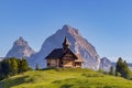 Scenic view of the historic The Maria Hilf Chapel on an evergreen mountain in Morschach, Switzerland