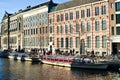 Scenic view of the historical canals of Amsterdam, Netherlands with its iconic architecture Royalty Free Stock Photo