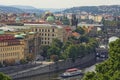 View of historical center of Prague, buildings and landmarks of old town and bridges on the Vltava river Prague,Czech Rapublic Royalty Free Stock Photo