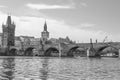 Scenic view of historical center Prague, Charles bridge and buildings of old town, Prague