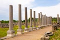 Remains of colonnaded market square Agora in ancient city of Perge Royalty Free Stock Photo