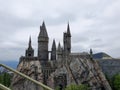 Scenic view of Hogwarts castle in the Wizarding World of Harry Potter at Universal Studios Park, LA Royalty Free Stock Photo