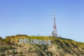 Scenic view of the Hollywood Sign on a green hill in Los Angeles, California