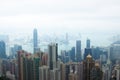 Scenic view Hong Kong city view from Victoria peak. Business building and skyscrapers in Hong Kong in Victoria harbour Royalty Free Stock Photo