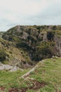 Scenic view from the hop of the hill of limestone Cheddar Gorge, Somerset, England Royalty Free Stock Photo