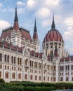 Scenic view of the Hungarian Parliament building against a cloudy sky, Budapest Royalty Free Stock Photo