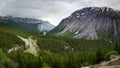 Scenic view of Icefields Parkway and Cirrus Mountain in Banff National Park Royalty Free Stock Photo