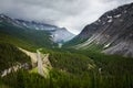 Scenic view of Icefields Parkway and Cirrus Mountain in Canada Royalty Free Stock Photo