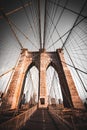 Scenic view of the iconic Brooklyn Bridge.