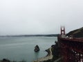 Scenic view of the iconic Golden Gate Bridge in San Francisco spanning the Pacific Ocean