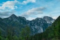 A scenic view on Jezerska Kocna and Grintovec in the mountains of Kamnik Savinja Alps in Carinthia, border Austria and Slovenia Royalty Free Stock Photo