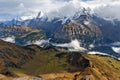 Jungfrau, one of the main summits of the Bernese Alps in Switzerland, together with the Eiger and Monch seen from Lauterbrunnen Royalty Free Stock Photo