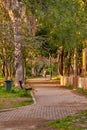 Scenic view from Kalamata Municipal Railway Park in Kalamata city, Messenia, Greece