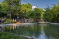 Scenic view from Kalamata Municipal Railway Park in Kalamata city, Messenia, Greece