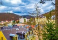 Scenic view of Karlovy Vary Old town colorful houses Czech Republic Royalty Free Stock Photo